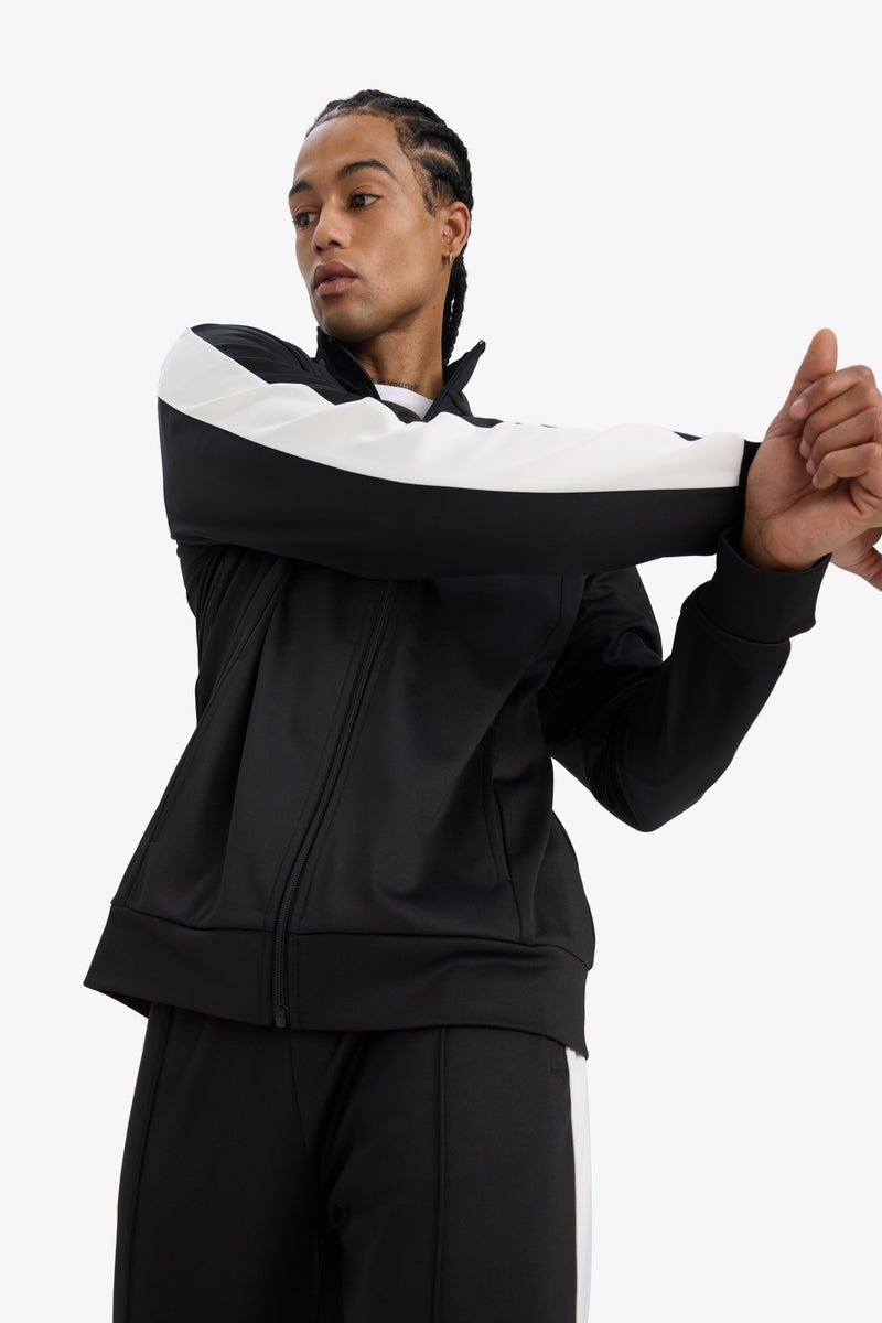 DeFacto Black Man DeFactoFit Standard Fit High Neck Pique Cardigan Casual - Image 4